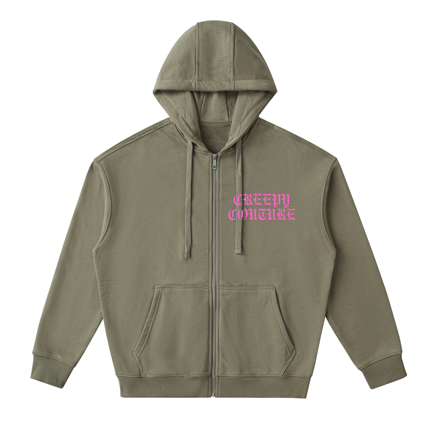 Drop-Shoulder Zip Up Hoodie