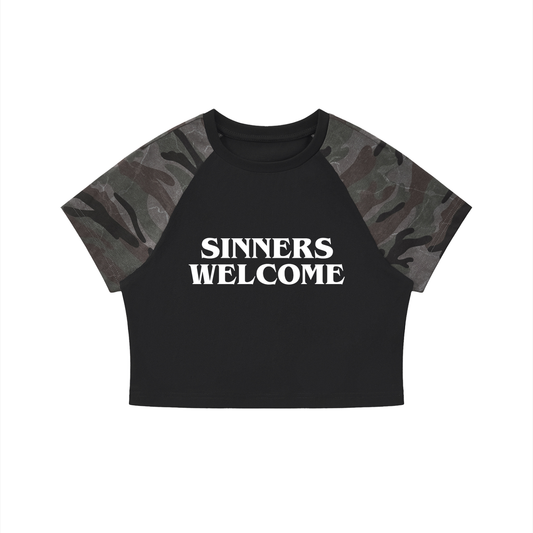 Women’s Camo Raglan Crop T-Shirt