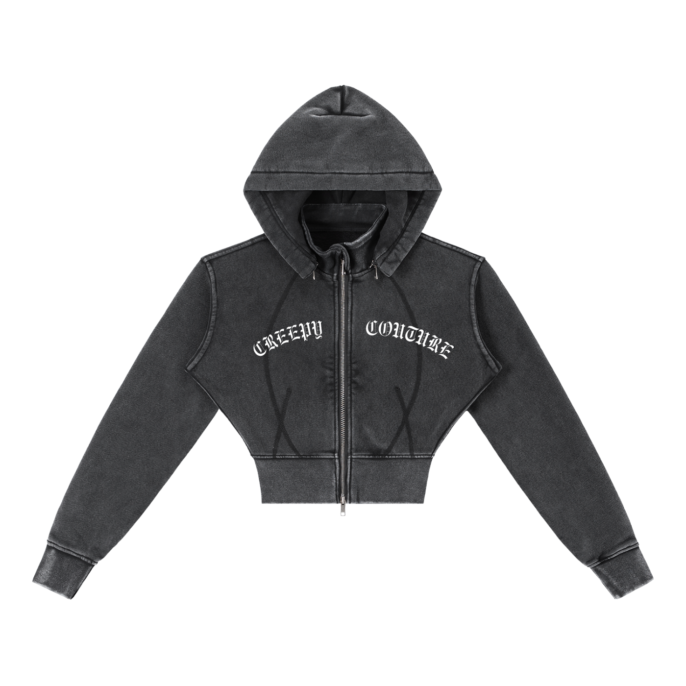 Vintage Washed Cropped Fleece Hoodie